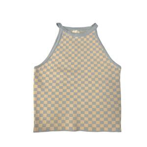 Dee Elly Checkerboard Sleeveless Knit Top Womens Small